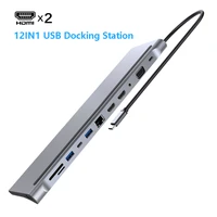 usb type c hub adapter laptop docking station mst dual monitor dual hdmi compatible for macbook dell xps hp lenovo thinkpad