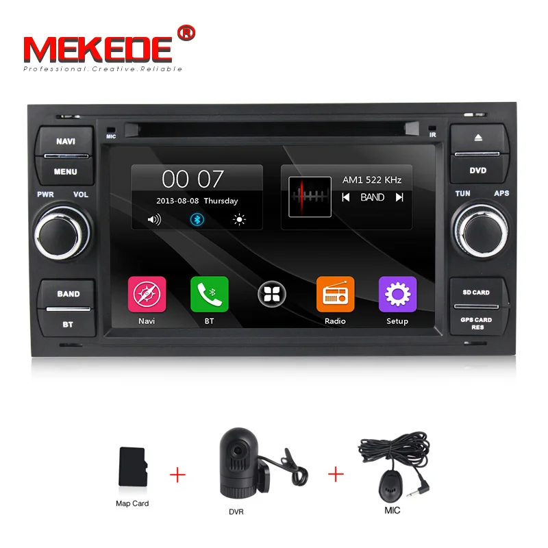 7 дюймов 2 Din Автомобильный dvd-плеер для Ford Focus Galaxy Fiesta S Max C Max Fusion Transit Kuga, Indash gps Navi, радио, стерео, Bluetooth - Цвет: car dvd DVR