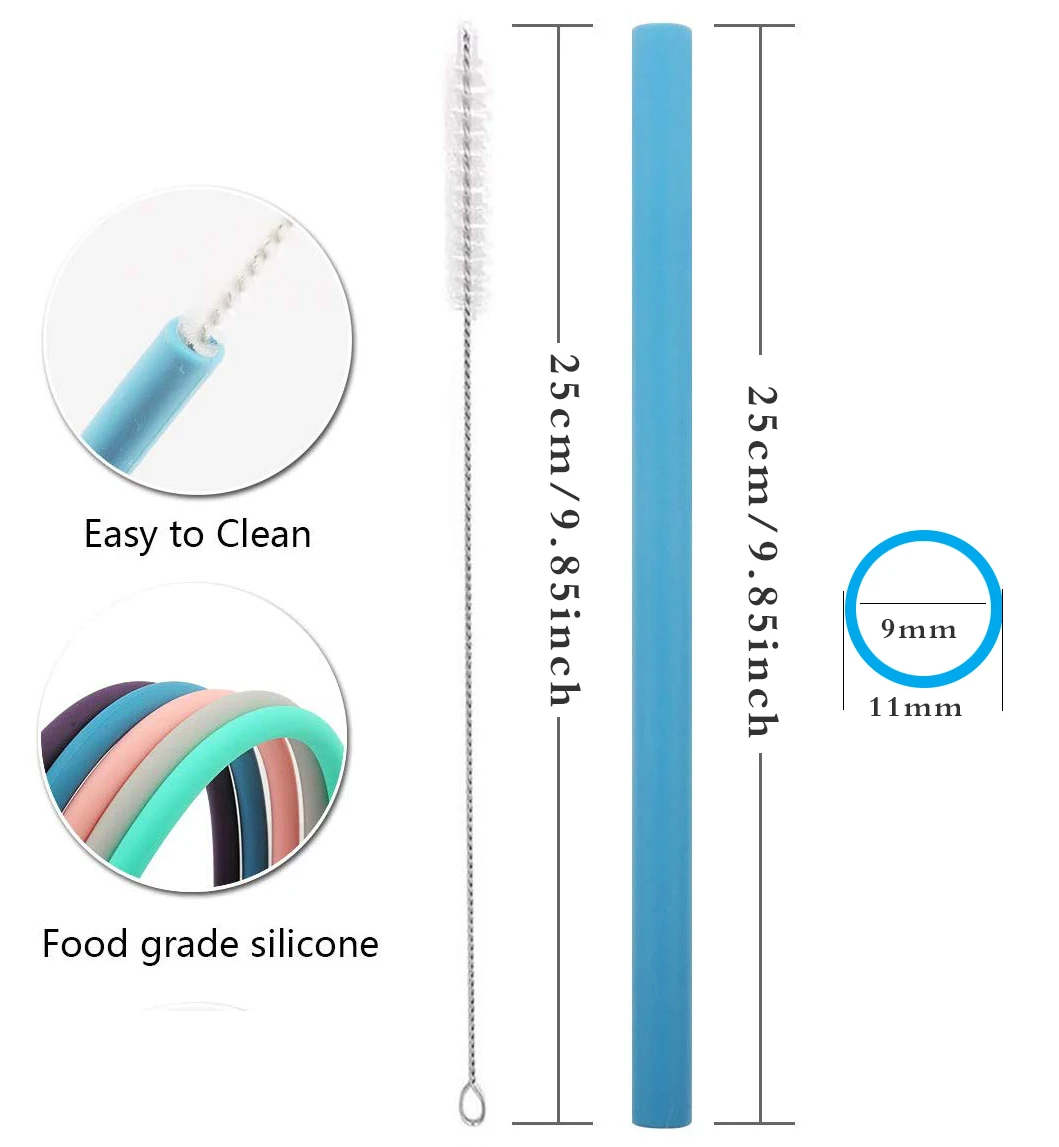 Многоразовые силиконовые питьевые набор соломинок сверхдлинные гибкие