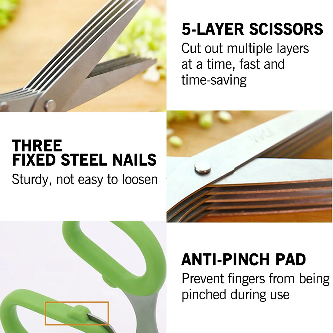 

Multifunctional Muti Layers Stainless Steel Knives Multi-Layers KItchen Scissors Scallion Cutter Herb Laver Spices Cook Tool Cut