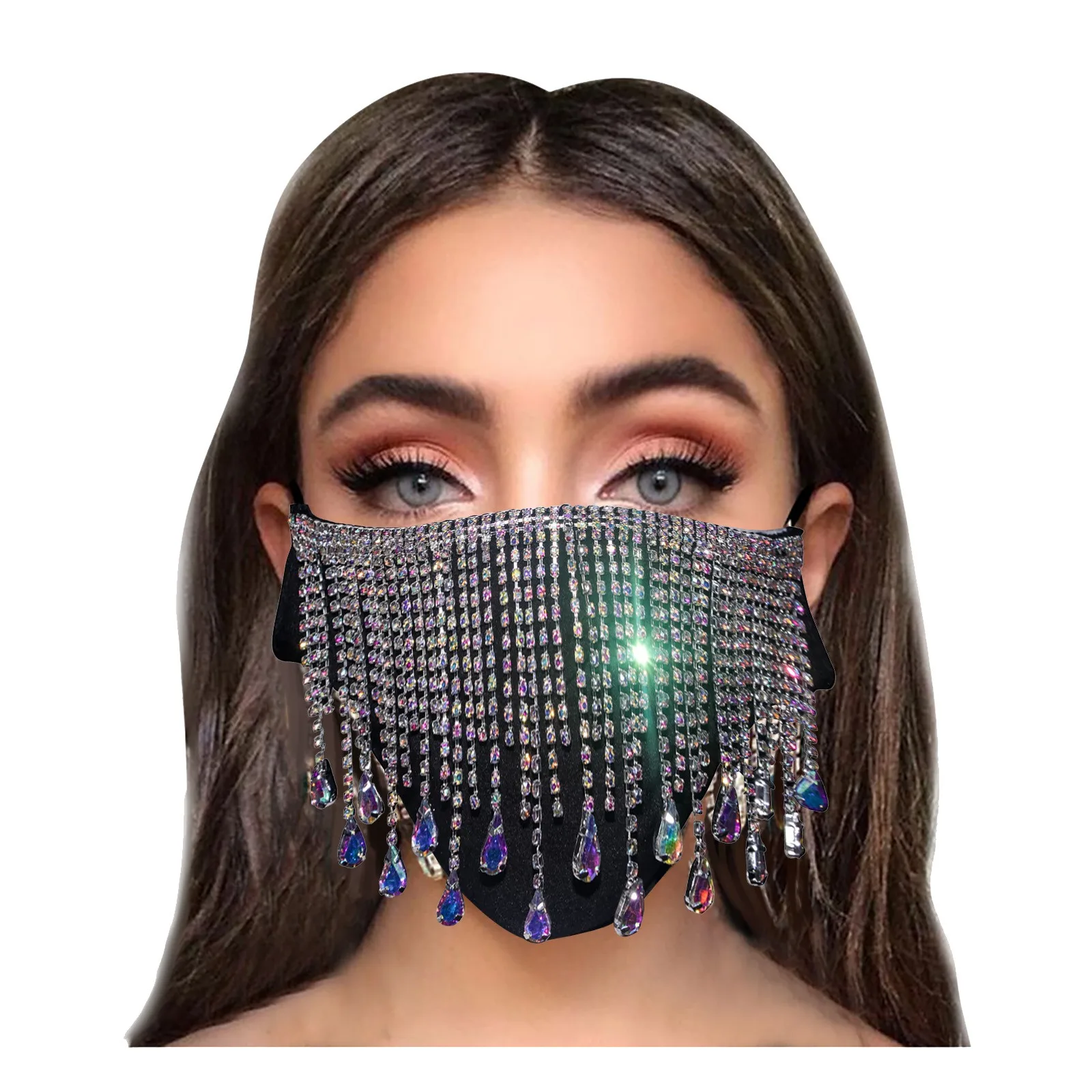 

1PC Sexy Shiny Rhinestone Tassel Mask Decoration Face Accessories Cover Face Jewelry for Women Wedding Nightclub Decoration