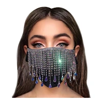 1pc sexy shiny rhinestone tassel mask decoration face accessories cover face jewelry for women wedding nightclub decoration