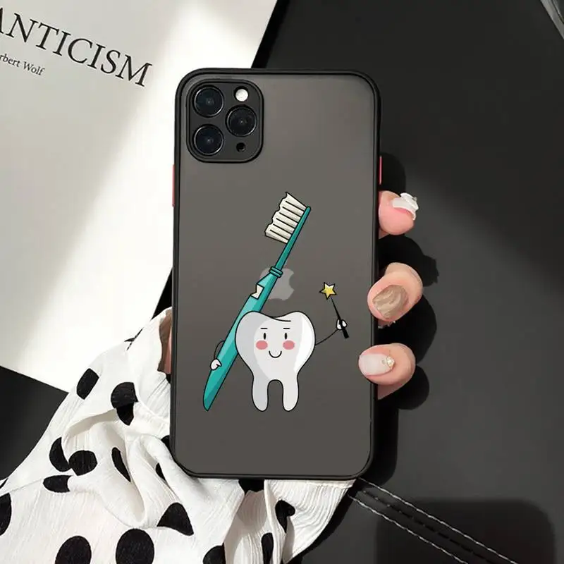 

Cute cartoon Teeth Phone Cases matte transparent For iphone 7 8 11 12 plus mini x xs xr pro max cover