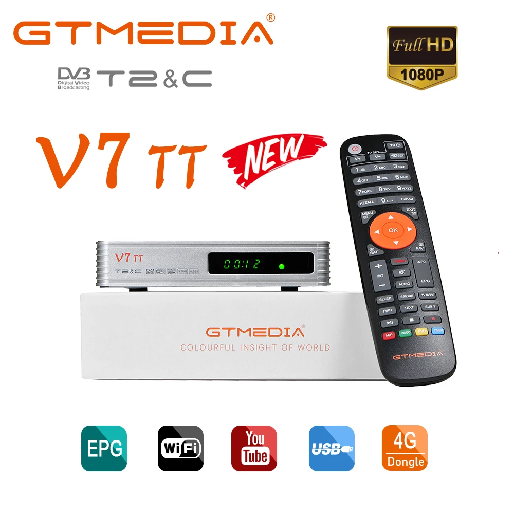 Для Италии H.265 10Bit Новый Системы GTmedia V7 TT ресивера DVB T2 кабель TDT Декодер каналов