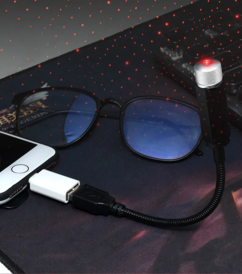 Автомобильный USB светодиодный автомобильный атмосферный Романтический Звездный