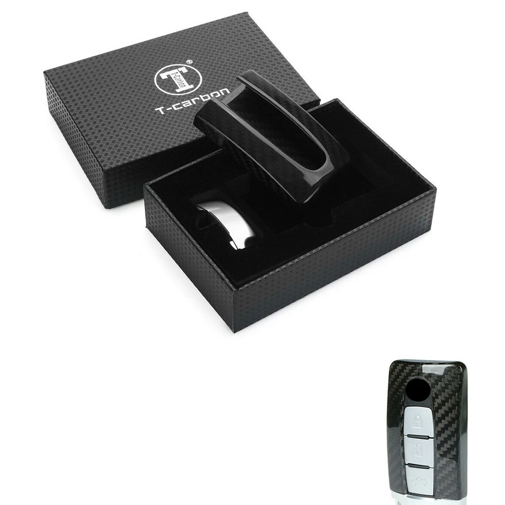 

Real Carbon Fiber Remote Key Fob Case Cover Black Silver For Nissan Infiniti GTR Interior Car Accessories Keychain Shell Cap