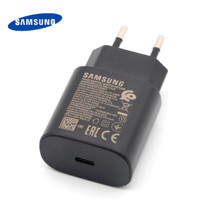 Only Black Charger Зарядное устройство samsung 25 Вт супер быстрое зарядное устройство PD EU type-c Зарядка для samsung s10 Galaxy Note 10 plus mi9 k20 pro PD кабель - Тип штекера: Only Black Charger