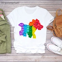 pop it print t shirt womens clothing rainbow horse crocodile animal print tshirt femme harajuku kawaii fidget toys t shirt