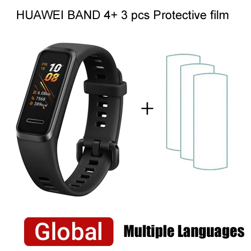 Black add film Смарт-часы huawei Band 4, глобальная версия, Смарт-часы, пульсометр, монитор здоровья, новые часы с usb-разъемом, зарядка, защита от воды - Цвет: Black add film