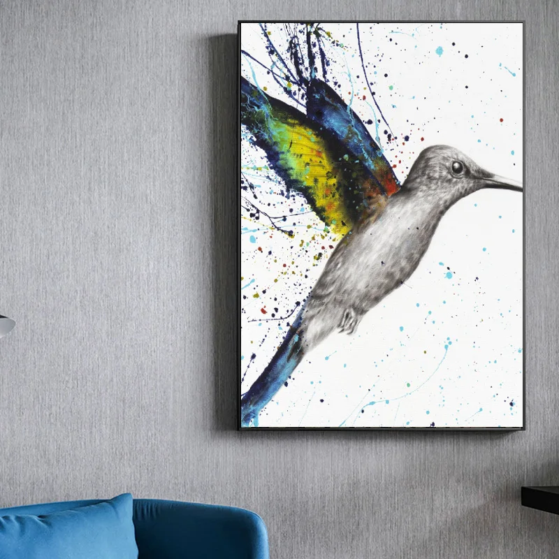 Nordic акварель птица холст для живописи Wall Art Абстрактная живопись постеры с