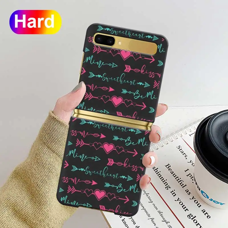 

Colorful Love Heart Hard Case for Samsung Galaxy Z Flip 5G ZFlip 6.7 " Coque Shockproof Black Phone Protective Cover