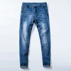 Весна 2020, новые джинсы-карандаш в английском стиле, модные повседневные узкие длинные джинсы, Мужские джинсы на пуговицах большого размера 28-38, черный, синий