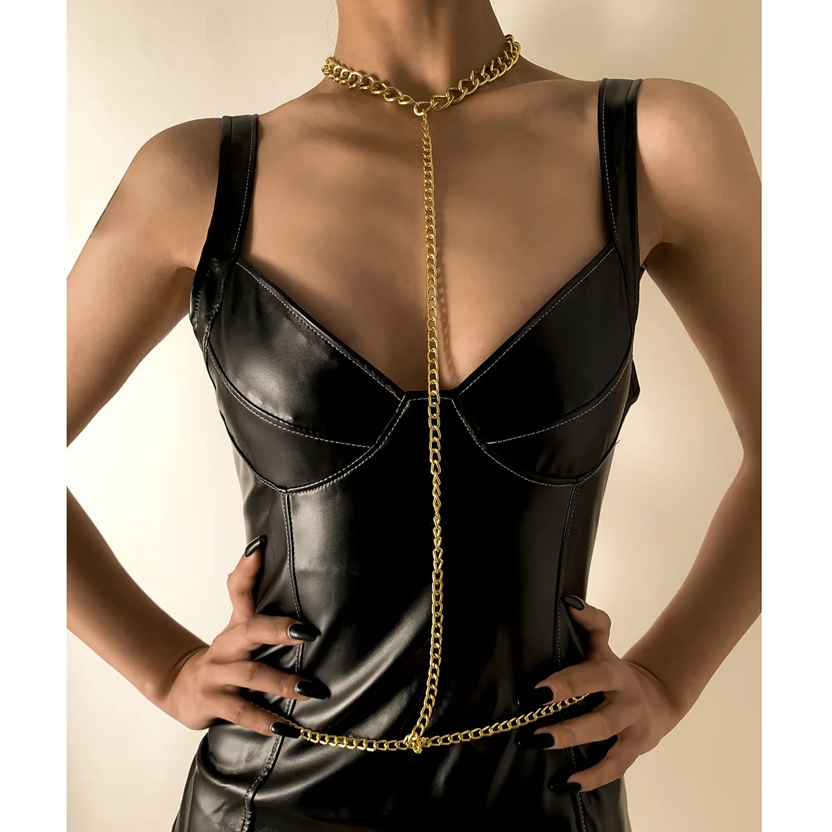 Женская цепочка для ночного клуба длинная с геометрическим узором свадебная шеи