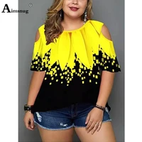 half sleeve women patchwork flower print tops ladies summer hollow out t shirt casual loose female tees shirt plus size s 5xl