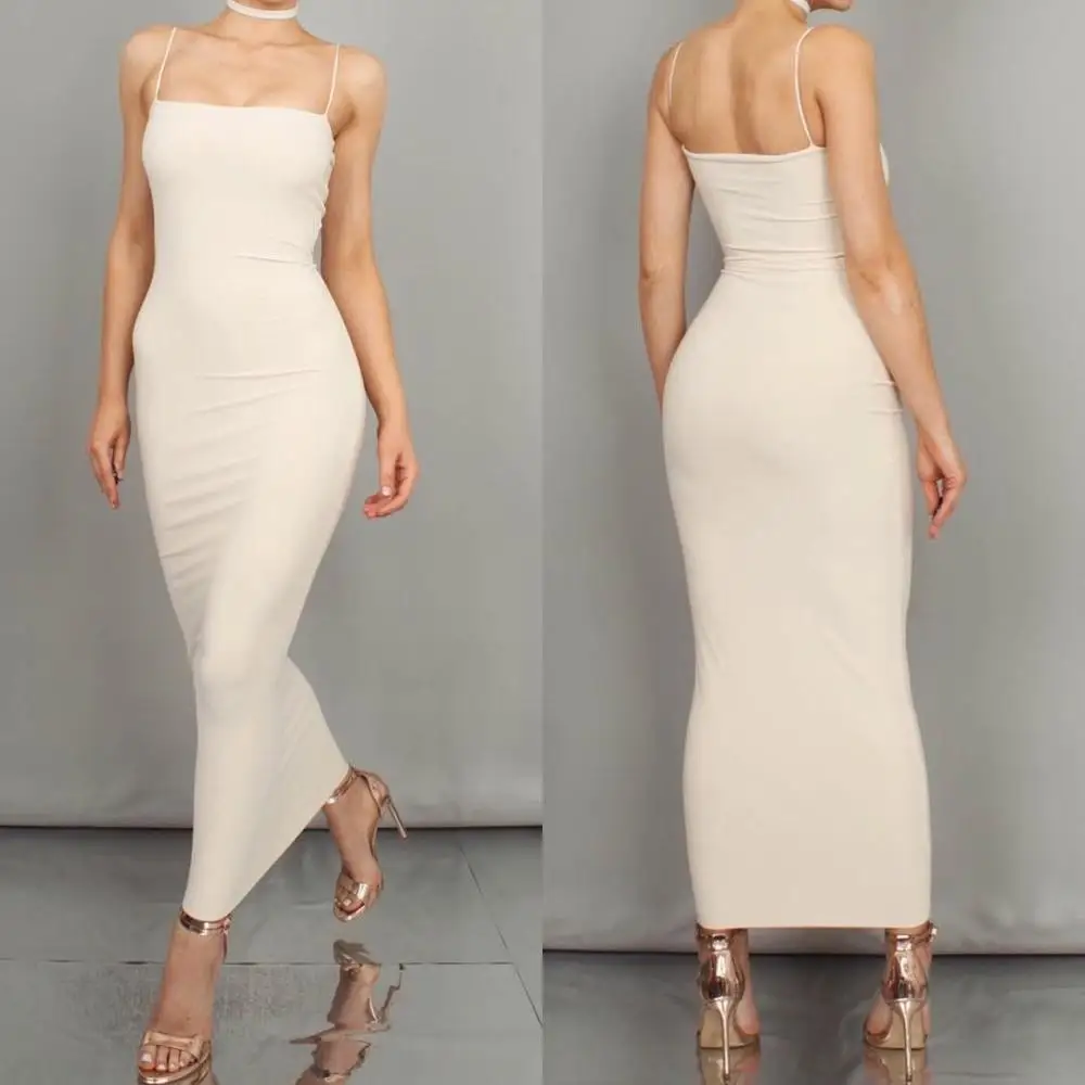 Wantmove 2021 лето Европа и Америка Новое платье на тонких бретельках однотонное