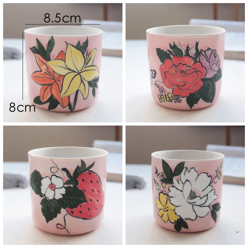 Set of 4 Hand-painting Flower Pots Floral Design Ceramic Planter Succulent Plant Mini Bonsai Home Garden Desktop Decoration | Дом и сад