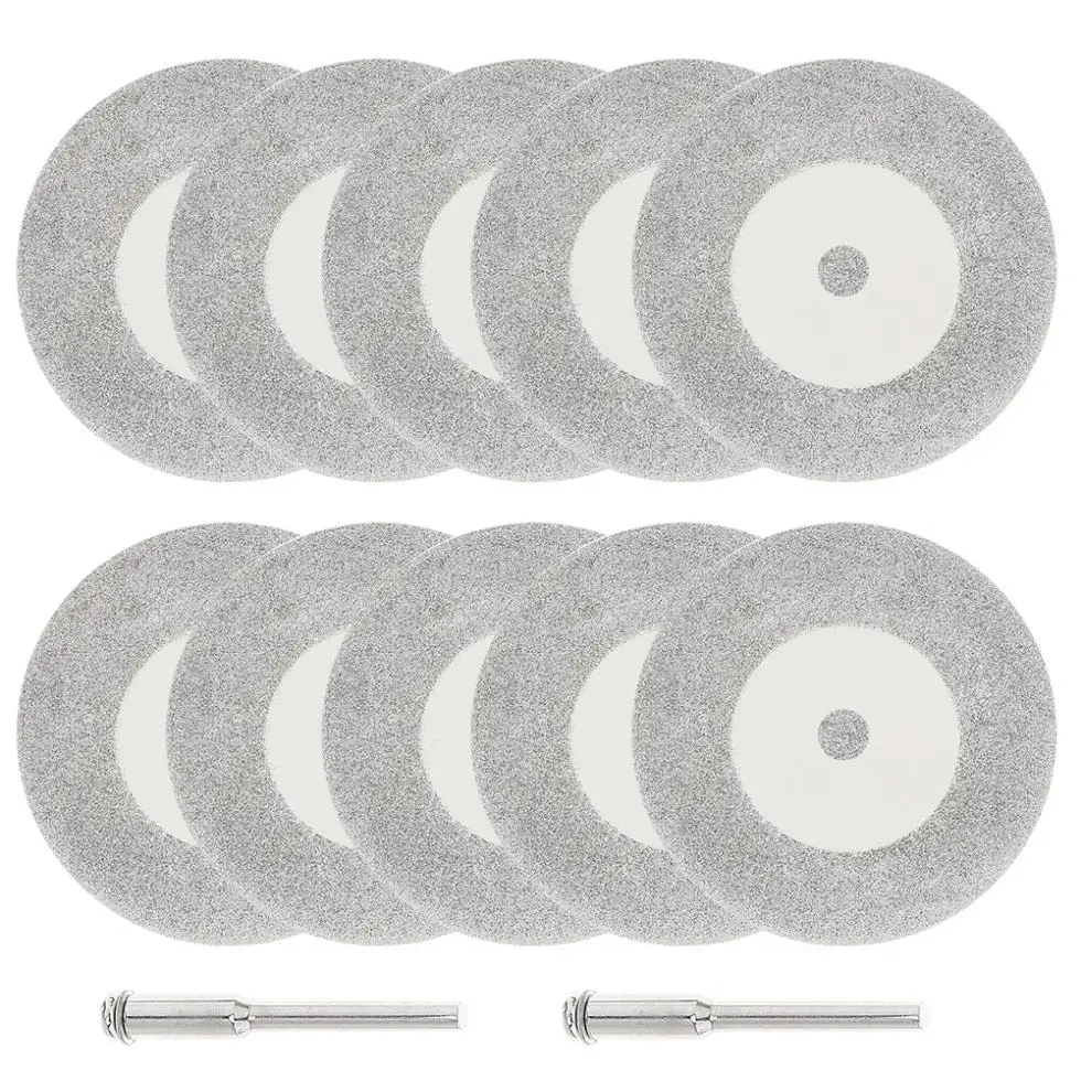 

10pcs/set 50mm Diamond Cutting Discs Electric Drill Saw Blade with 3mm Rotary Shank Rod for Glass Ceramic Stone Cutting Tool