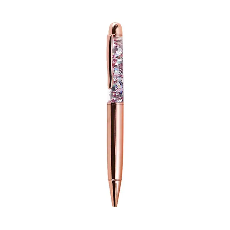 

W3JD Luxury 1.0mm Metal Sequin Ballpoint Pen Signature Writing Pens Black Ink School Office Stationery Gift