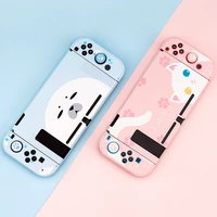 cute pink cat protective shell for nintendo switch ns joycon controller hard pc cover case for nintendo switch accessories