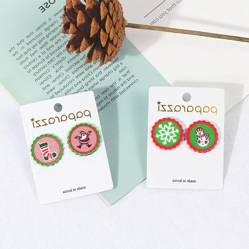 1 пара рождественских сережек круглые серьги гвоздики крышка для бутылки капли