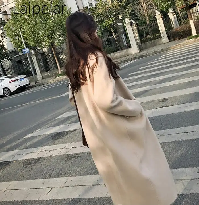 Новинка офисные женские длинные шерстяные пальто Laipelar однотонное свободное