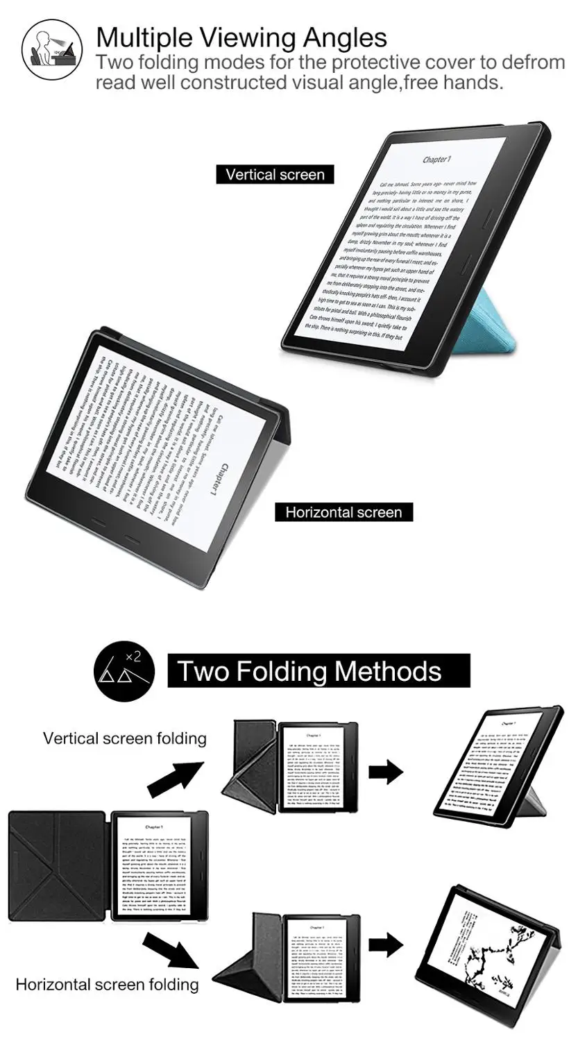 Чехол оригами для Amazon Kindle Oasis 2 3 7," из искусственной кожи, чехол-подставка для электронной книги, чехол+ Защитная пленка для экрана