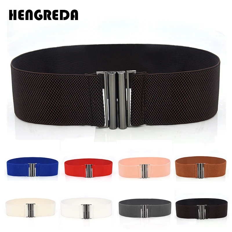 Waist Belt Women Wide Elastic Dress Belt Hengreda Accessories Stretch Elastic Wide Corset Waist Metal Buckle