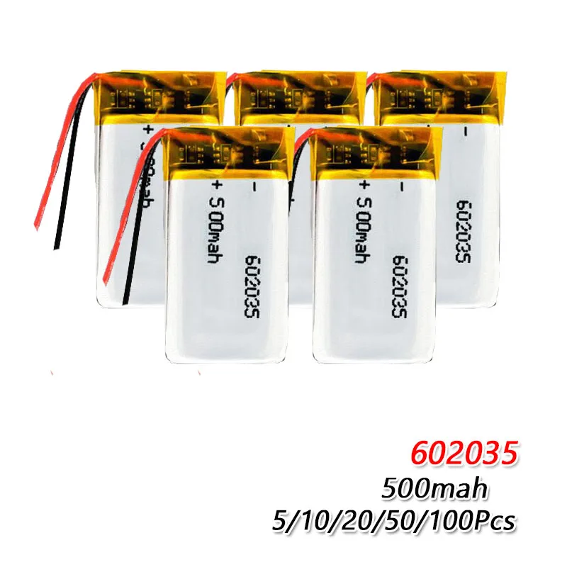 500mAh 3,7 V 602035 литиевая полимерная аккумуляторная батарея для навигационного рекордера, Wi-Fi машина, стерео динамик, массаж
