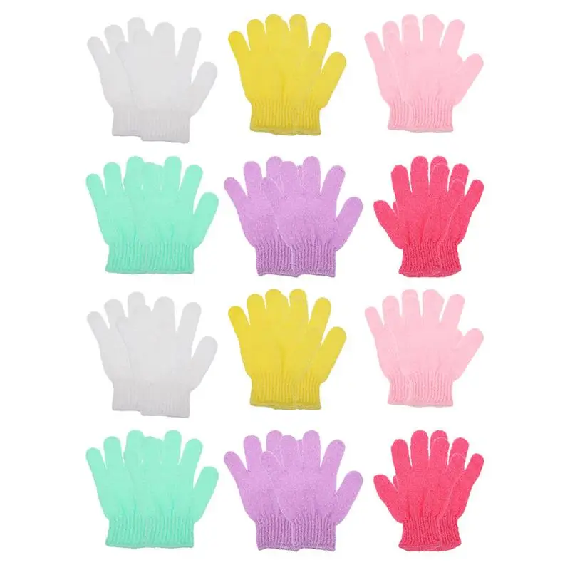 

6 Pairs Exfoliating Shower Gloves Double-Sided Body Cleaning Scrub Mitt Rub Dead Skin Removal Magic Peeling Glove