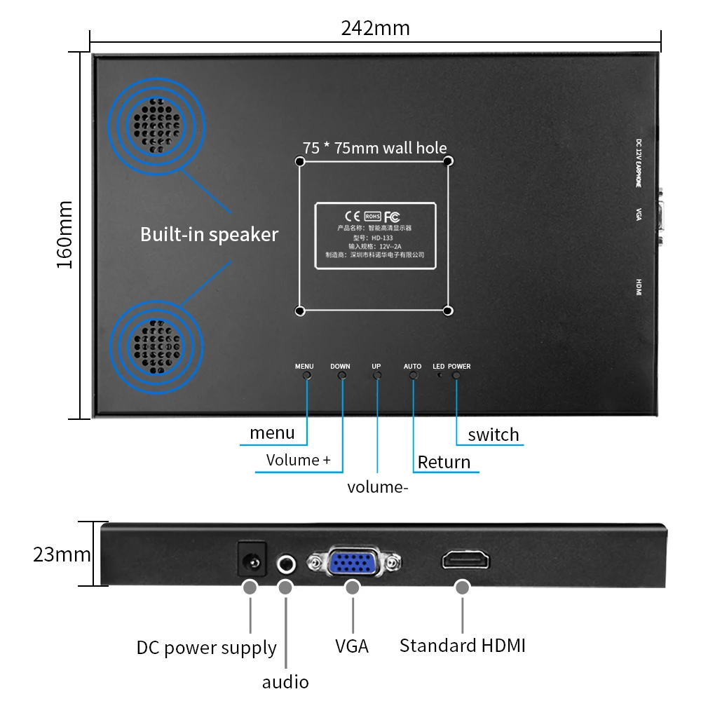 11 6 hd 1080p ips lcd portable monitor for ps3 ps4 xbox360 with vga hdmi interface 10 1 inch computer gaming monitor pc free global shipping