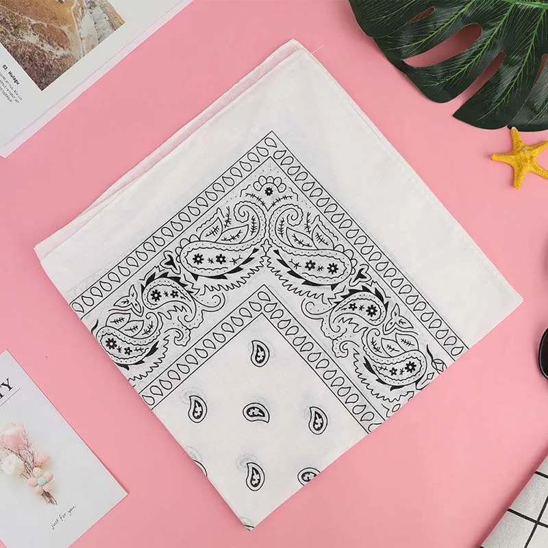 1892WT Outdoor Cool Activities Riding Collar Cute Women Print Bandana Scarf Square Head Scarf Female Motorcycle Headwear - Color: 1892WT