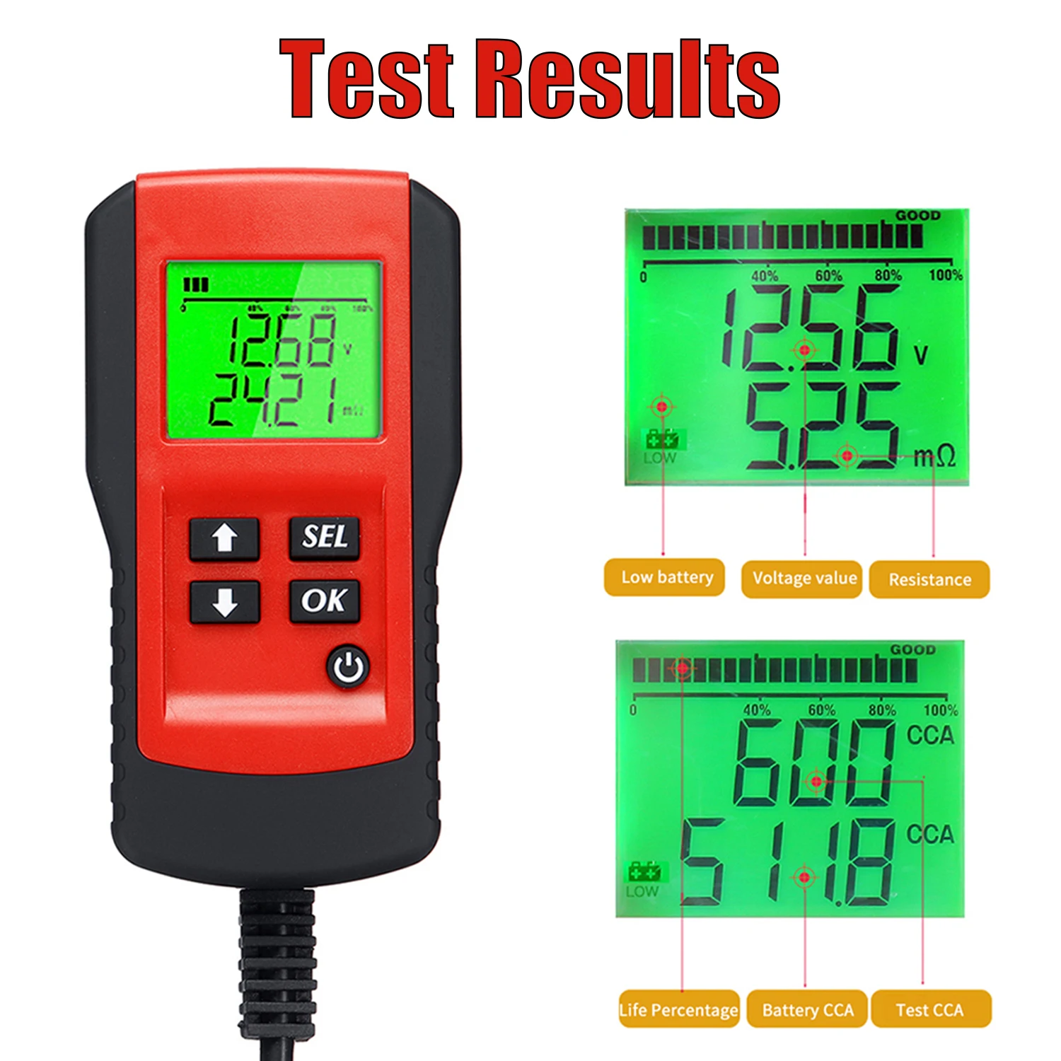 

Battery Tester Car Battery Load Tester 12V 100-9999CCA Digital Battery Analyzer for Cars and Battery Tester