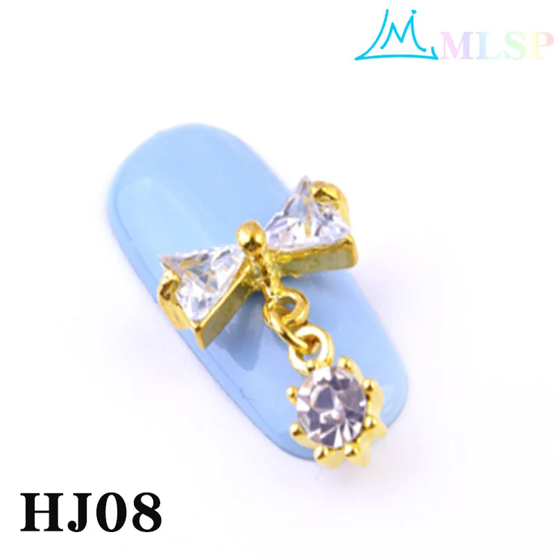 HJ08-10pcs 10 шт./лот, циркониевые украшения для дизайна ногтей, подвесные модели для ногтей, алмазные длинные висячие металлические Стразы для ногтей, изысканные Кристальные Звездные бриллианты - Цвет: HJ08-10pcs