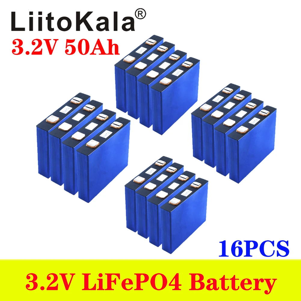 

16 шт. умное устройство для зарядки никель-металлогидридных аккумуляторов от компании LiitoKala: 3,2 V 50Ah LiFePO4 Максимальный ток непрерывной 150A разр...