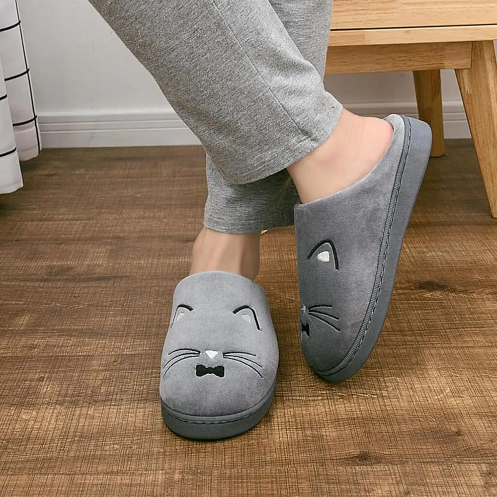 Простая Женская Мужская обувь для пар зимние теплые Нескользящие домашние