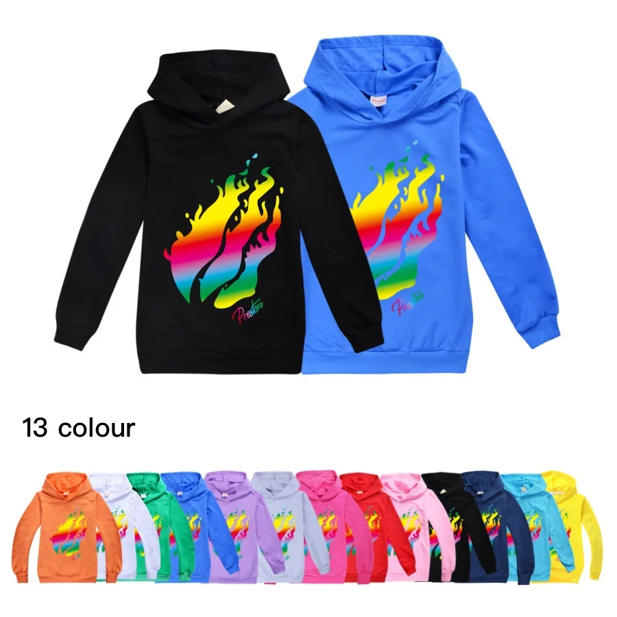 Одежда для больших детей хлопковые футболки PRESTONPLAYZ модная Осенняя рубашка с