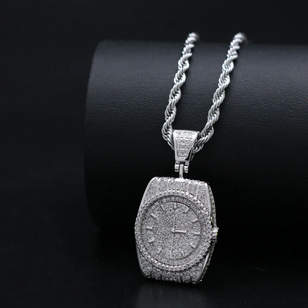 Цепочка с подвеской в форме часов для мужчин и женщин длинная цепь стиле хип хоп