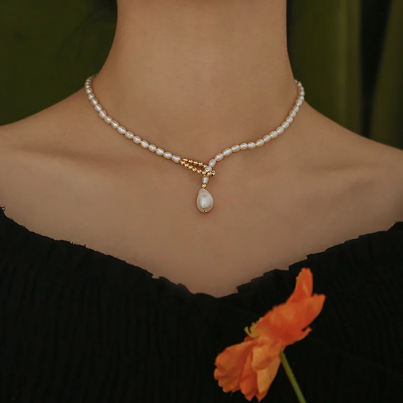 

Natural pearl clavicle chain palace style simple fashion accessories new style INS fashionable necklace women