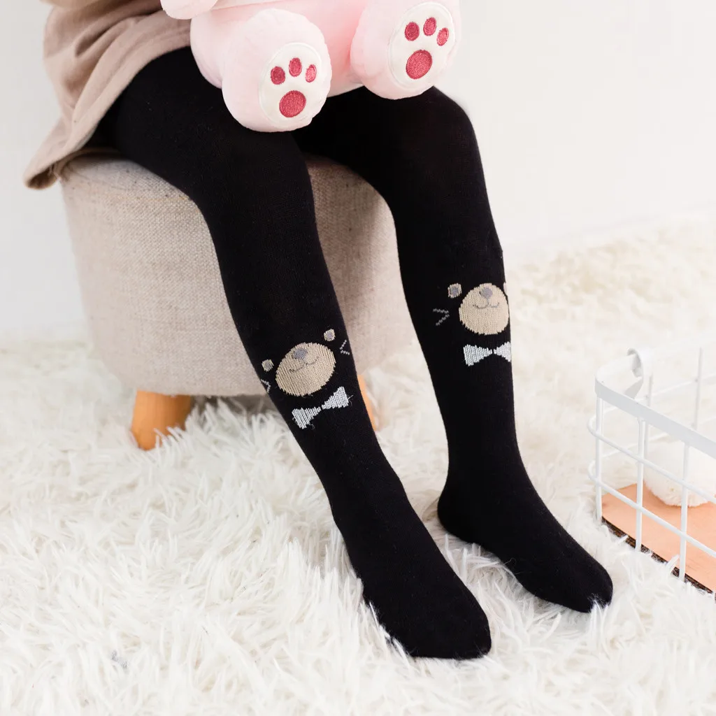 Чулки с бантом для маленьких девочек теплые штаны рисунком медведя брюки в