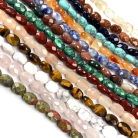 new 25pcs natural stone beads egg shape section stone beads length 20cm for making diy jewelry necklace accessories size 6x8mm