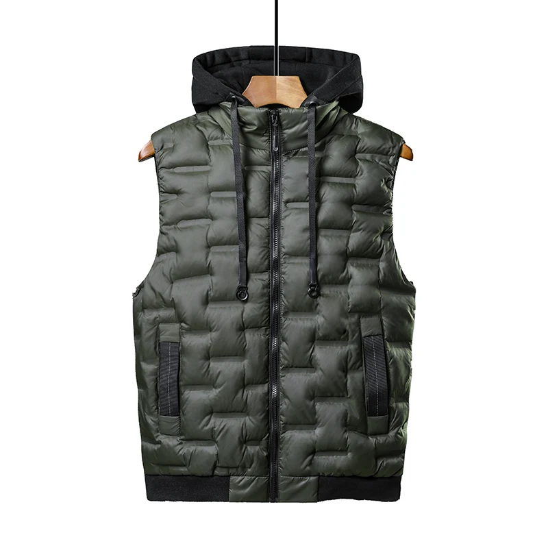 Puffer Jacket 2021 Fall Winter Men Clothing Brand Hooded Vest Jackets For Mens Style Quilted Coats Korea Fashion Plus Size Coat