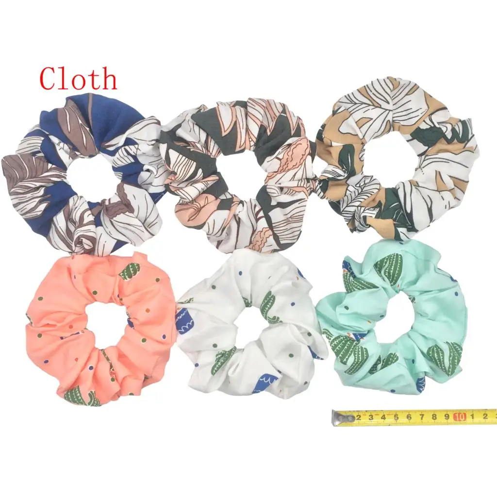 PJ042-6PCS 6 шт/лот Бархатные эластичные резинки для волос, резинки для волос для девочек, не складываются, леопардовые женские большие мелкие блестки из шифона с цветочным рисунком - Цвет: PJ042-6PCS