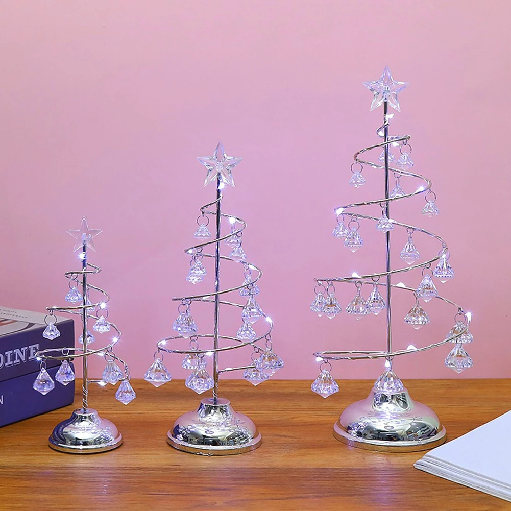 

Хрустальная кованая железная лампа, креативная Рождественская елка со светодиодсветильник кой, домашнее праздничное новогоднее декоратив...