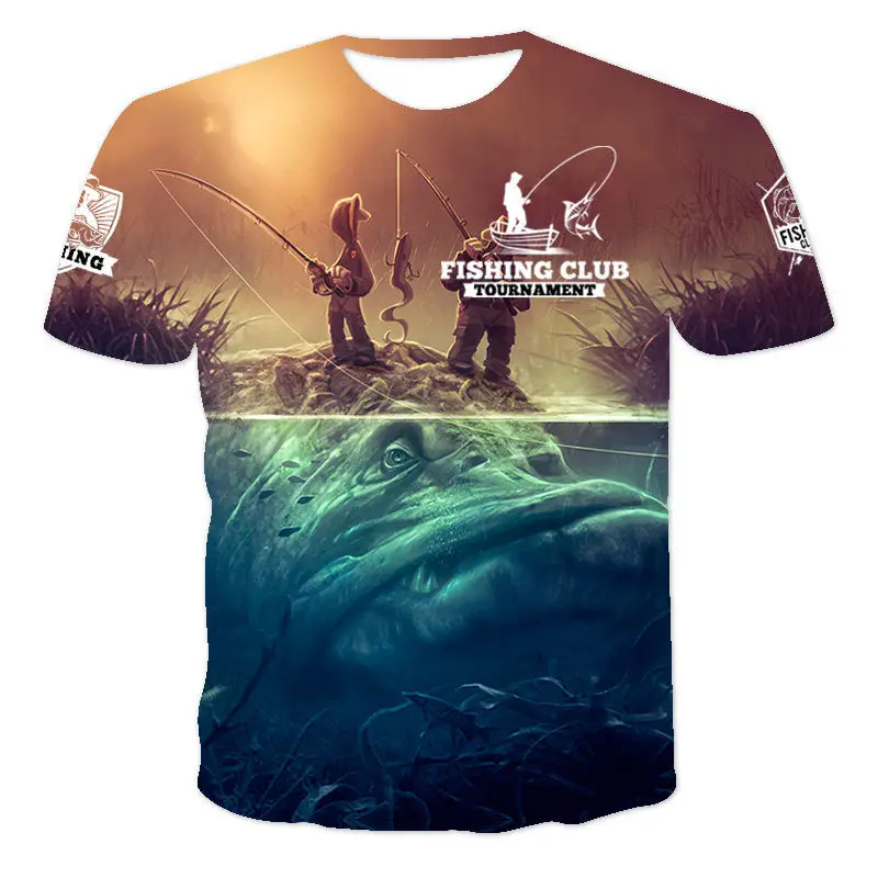 

Summer Hot Sale 3D Fishing Print T-Shirt Men's Fashion Breathable Comfortable Short Sleeve Harajuku Hip Hop Cute T-Shirt