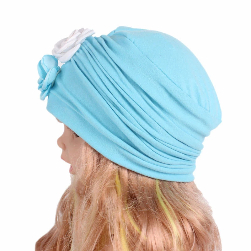 Зимняя теплая детская шапочка-Тюрбан повязка на голову цветок эластичные