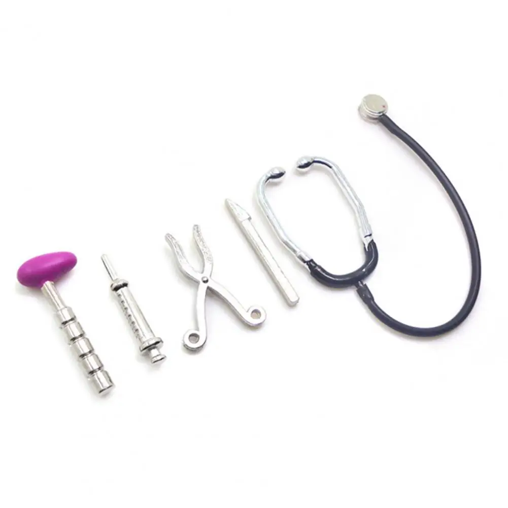 

5Pcs 1/12 Dollhouse Mini Stethoscope Care Tools Hospital Accessories Toys Set