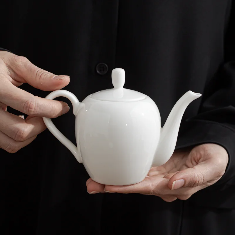 

Dehua White Porcelain Teapot Sheep Fat Jade Porcelain Beauty Shoulder Pot Ball Hole Filter Small Tea Pots Kung Fu Teaset
