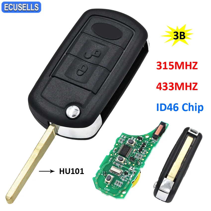 Ключ для автомобиля складной с тремя кнопками 315 МГц/433 МГц чип ID46 7941 Land Rover Discovery 3 4