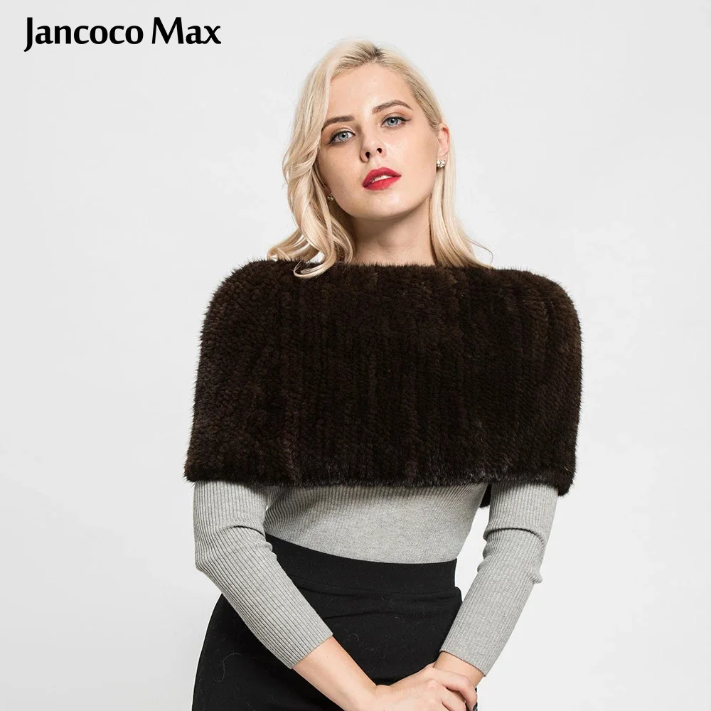 Jancoco Max Новый стиль женские толстый вязаный снуд настоящие норковые меховые шарфы