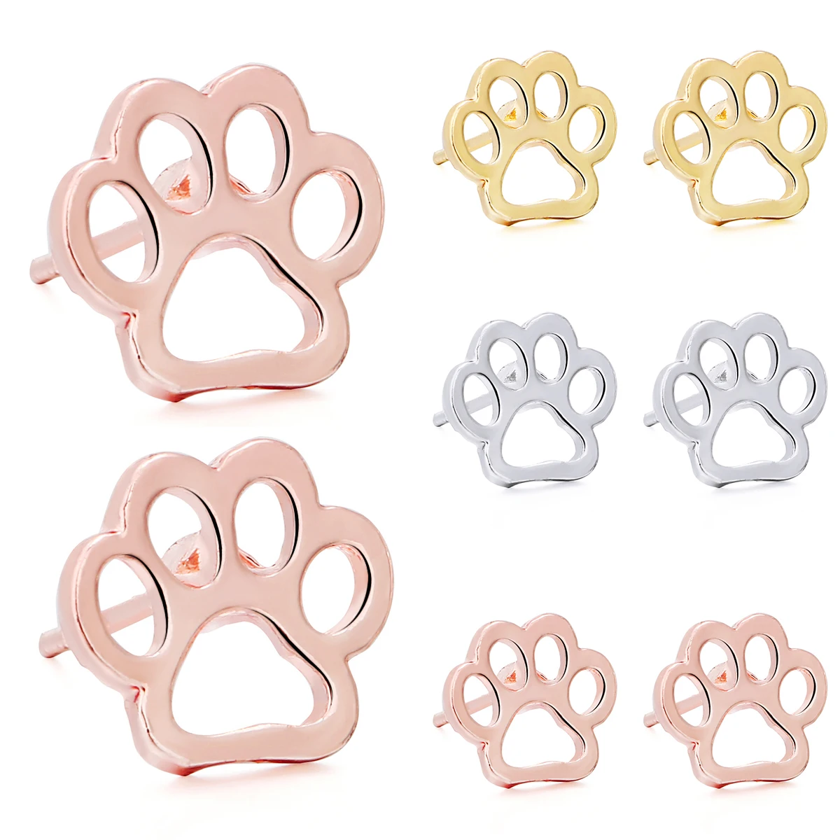 Простые серьги гвоздики с принтом лап для девочек и женщин Корейские Крошечные